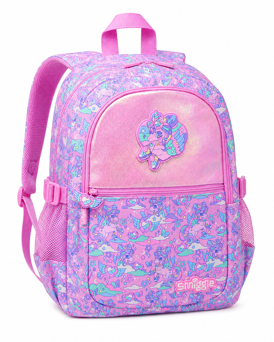 Smiggle Pink Unicorn Kids Backpack for Girls | Cute School Bag with Bottle Pockets