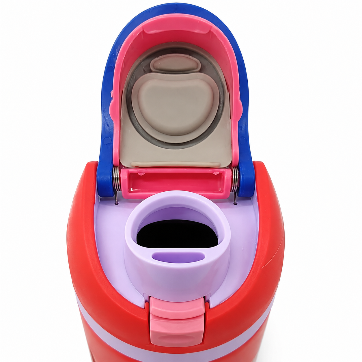 K-Pop Demon Hunters 800ml  Stainless Steel Kids Water Bottle with Straw, Flip-Top Lid & Carry Handle – Red