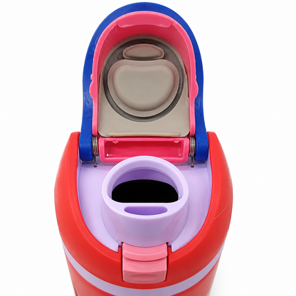 K-Pop Demon Hunters 800ml  Stainless Steel Kids Water Bottle with Straw, Flip-Top Lid & Carry Handle – Red