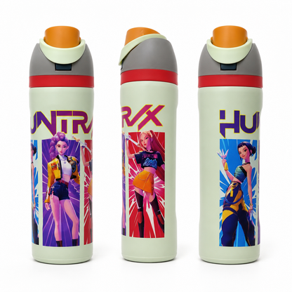 K-Pop Demon Hunters 800ml Stainless Steel Kids Water Bottle with Flip-Top Lid & Carry Handle – Mint Green