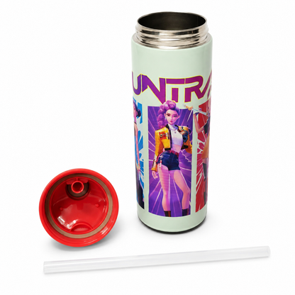 K-Pop Demon Hunters 800ml Stainless Steel Kids Water Bottle with Flip-Top Lid & Carry Handle – Mint Green