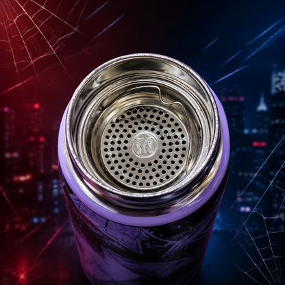 Spider-Man Shadow Web 800ml Stainless Steel Water Bottle with Drinking Spout, Carry Handle & Removable Lid for Kids