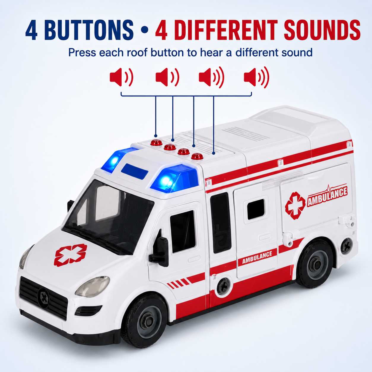 Assembly Zone Urban Services Ambulance Vehicle Building & Disassembly Toy with Tools | DIY Emergency Rescue Vehicle for Kids 3+ Years