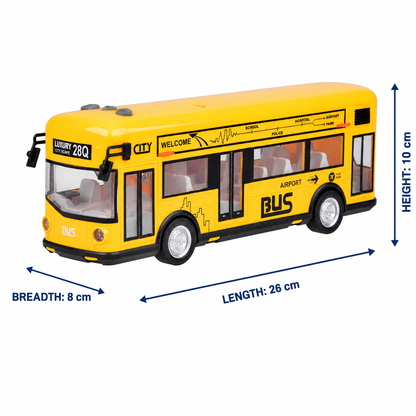 City Bus Toy for Kids with Light & Sound | Large Yellow Public Transport Bus with Detailed Interior, Moving Wheels & Realistic City Design | Pretend Play Vehicle Toy for Kids 3+ Years