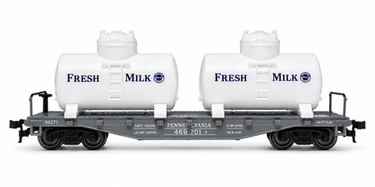 HANFIY 98271 HO 1:87 40' Flat Car with Twin Removable Milk Tanks | Railroad Train Model
