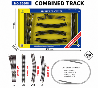 HANFIY 66608 HO 1:87 Combined Railway Track Starter Set | 20-Piece Model Train Track Set