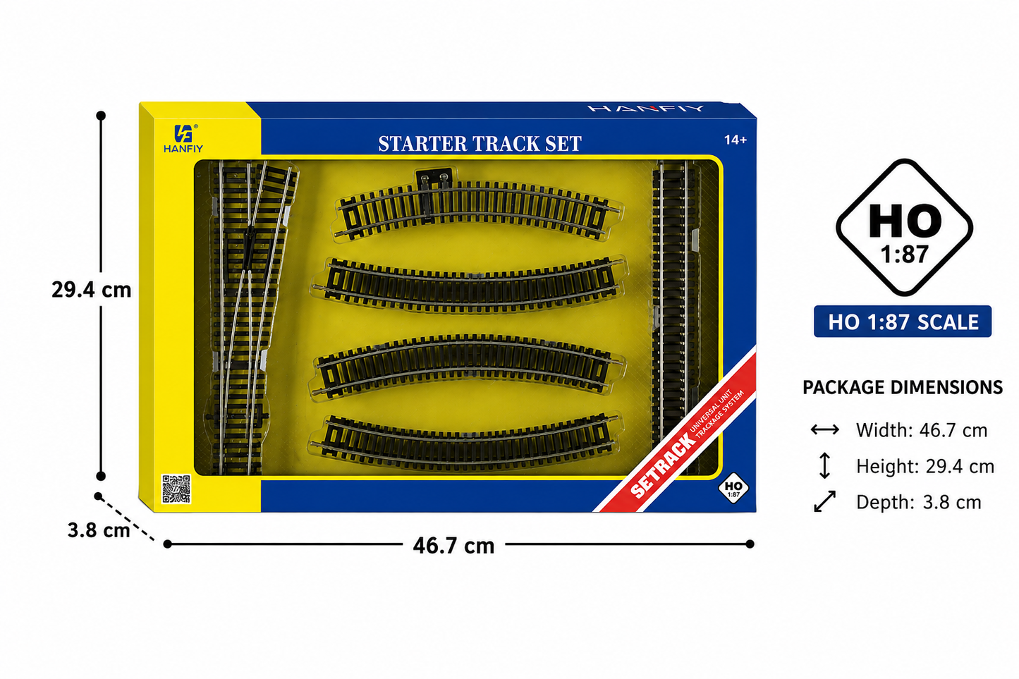 HANFIY 66608 HO 1:87 Combined Railway Track Starter Set | 20-Piece Model Train Track Set