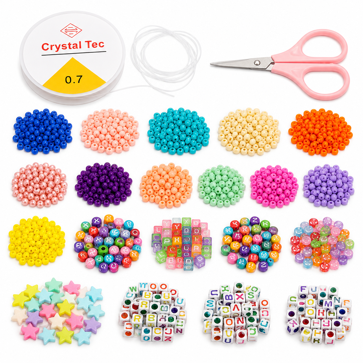 DIY Colourful Beads Bracelet Making Kit with Alphabet Beads, String & Scissors
