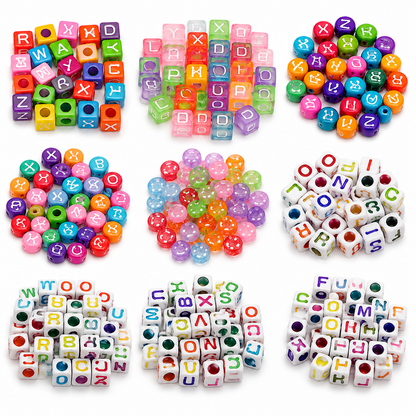 DIY Colourful Beads Bracelet Making Kit with Alphabet Beads, String & Scissors