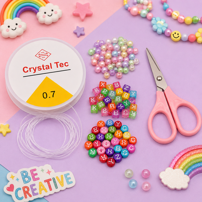 DIY Colourful Beads Bracelet Making Kit with Alphabet Beads, String & Scissors