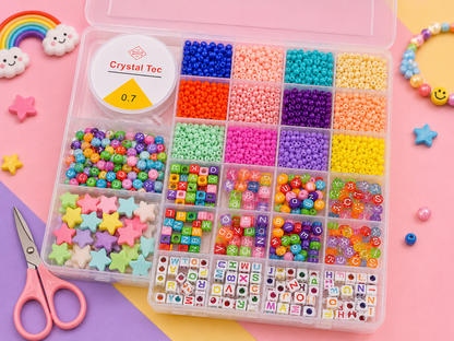 DIY Colourful Beads Bracelet Making Kit with Alphabet Beads, String & Scissors