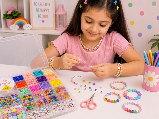 DIY Colourful Beads Bracelet Making Kit with Alphabet Beads, String & Scissors