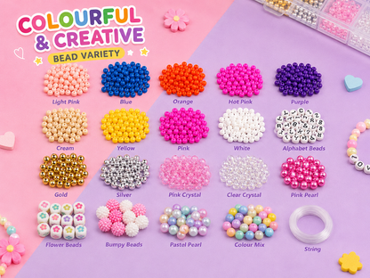 DIY Clay Beads Bracelet Making Kit with Colourful Beads & Organizer Box for Kids 6+ Years