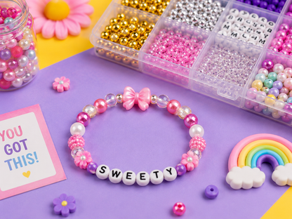 DIY Clay Beads Bracelet Making Kit with Colourful Beads & Organizer Box for Kids 6+ Years