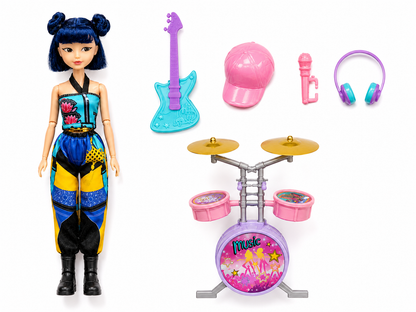 K-Pop Demon Hunters Music Fashion Doll Playset with Guitar, Drums & Accessories 3+ Years