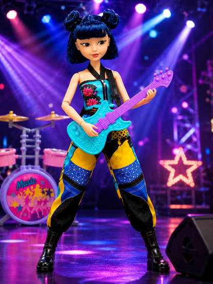 K-Pop Demon Hunters Music Fashion Doll Playset with Guitar, Drums & Accessories 3+ Years