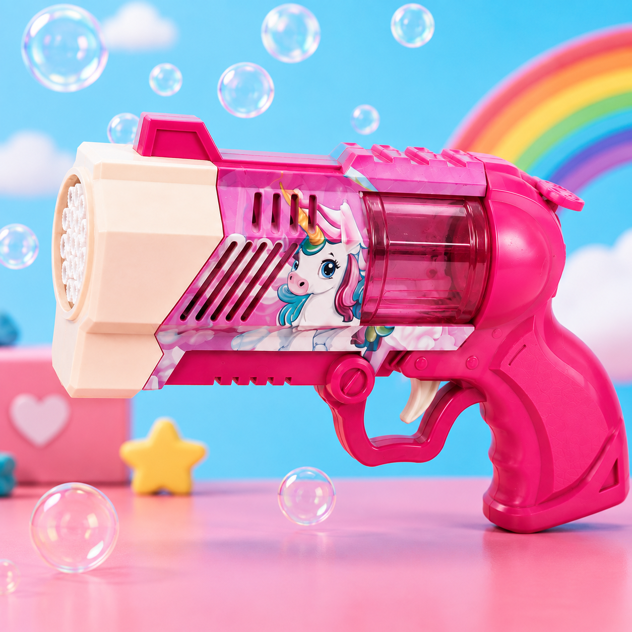 Automatic Unicorn Bubble Gun with Music & Colourful Lights for Kids 3+ Years