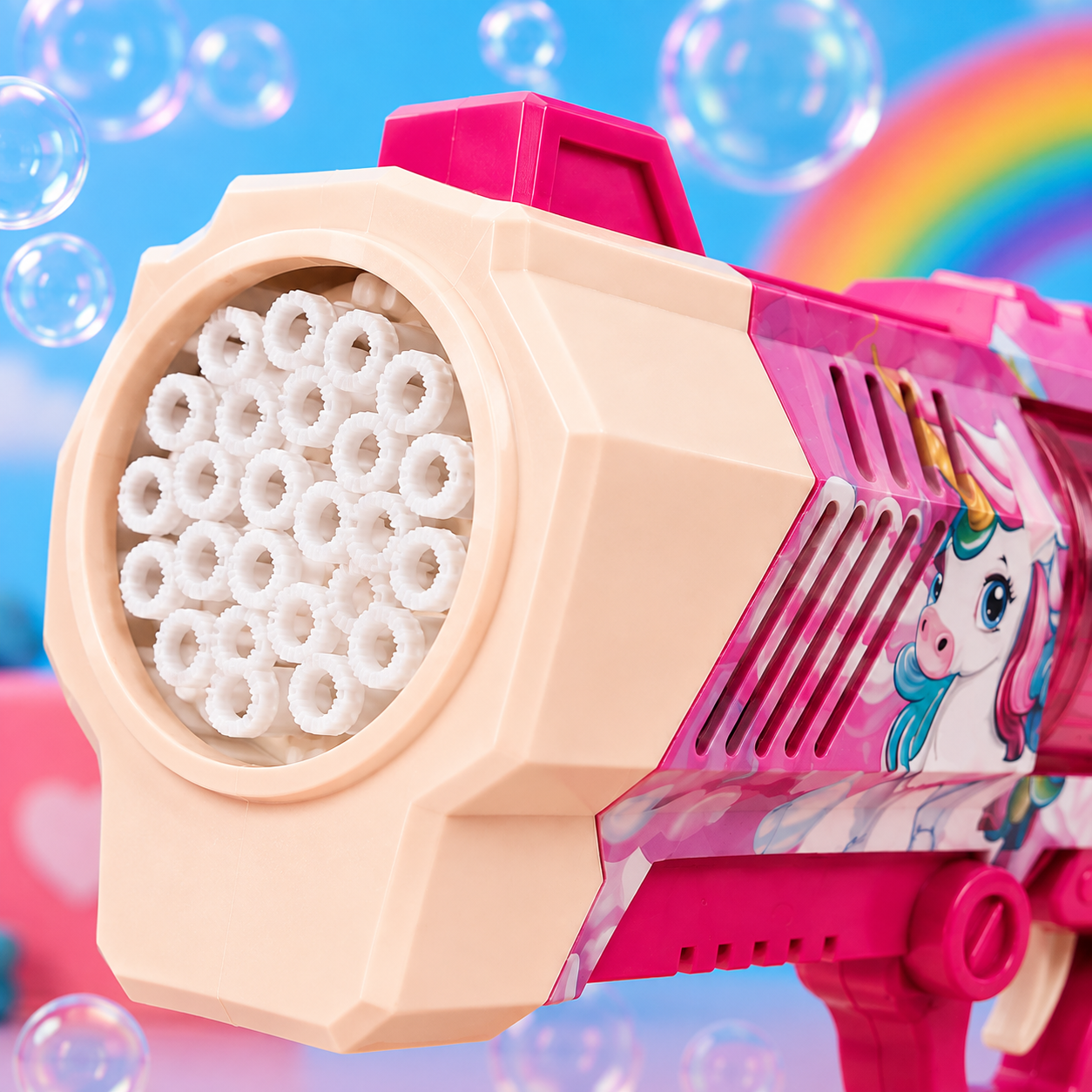 Automatic Unicorn Bubble Gun with Music & Colourful Lights for Kids 3+ Years