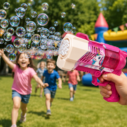 Automatic Unicorn Bubble Gun with Music & Colourful Lights for Kids 3+ Years
