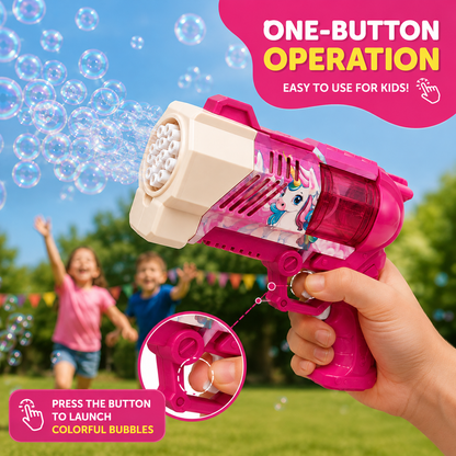 Automatic Unicorn Bubble Gun with Music & Colourful Lights for Kids 3+ Years
