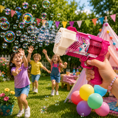 Automatic Unicorn Bubble Gun with Music & Colourful Lights for Kids 3+ Years