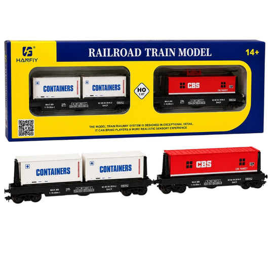 HANFIY 95005 HO 1:87 Container & CBS Freight Wagon Set | 2 Model Train Cars