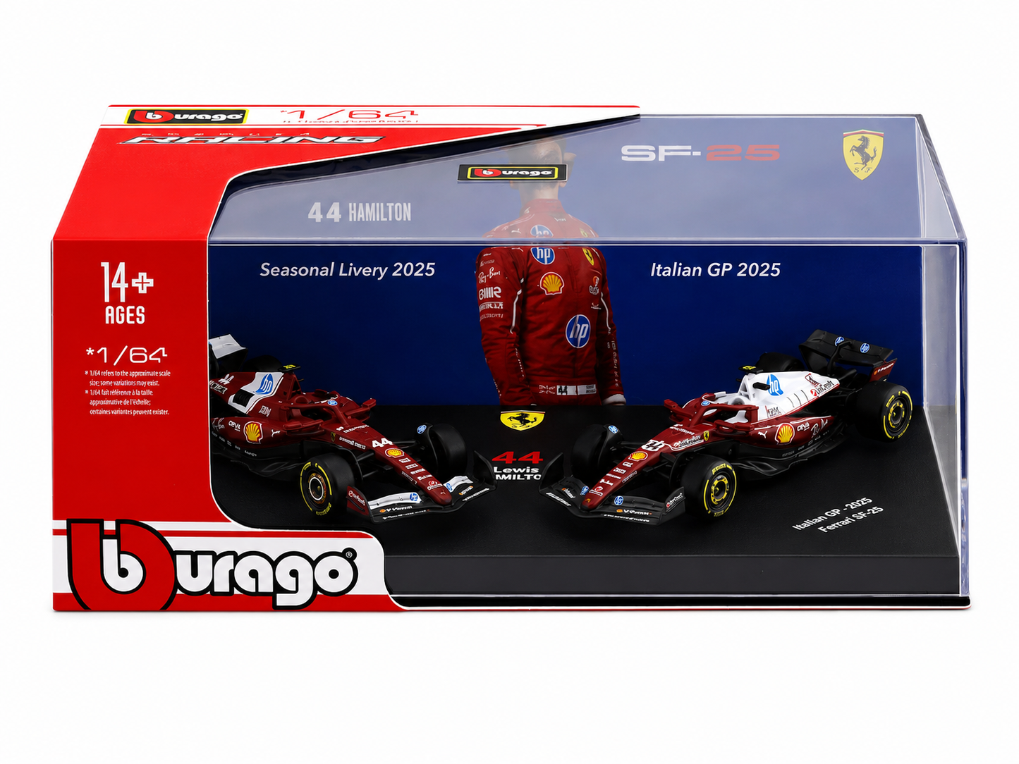 Bburago 1:64 Scale Ferrari SF-25 Lewis Hamilton #44 Seasonal Livery & Italian GP 2025 Collectible F1 Die-Cast Model Set of 2