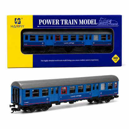 HANFIY 98390 HO 1:87 Scale Blue Luxury Passenger Carriage | Detailed Model Railway Coach for Train Layouts & Collectors