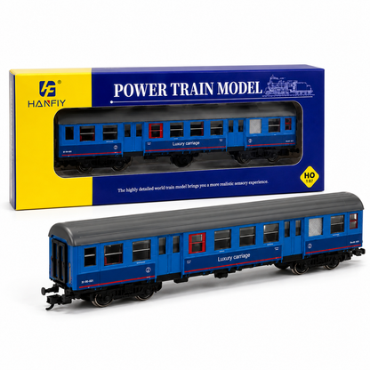 HANFIY 98390 HO 1:87 Scale Blue Luxury Passenger Carriage | Detailed Model Railway Coach for Train Layouts & Collectors