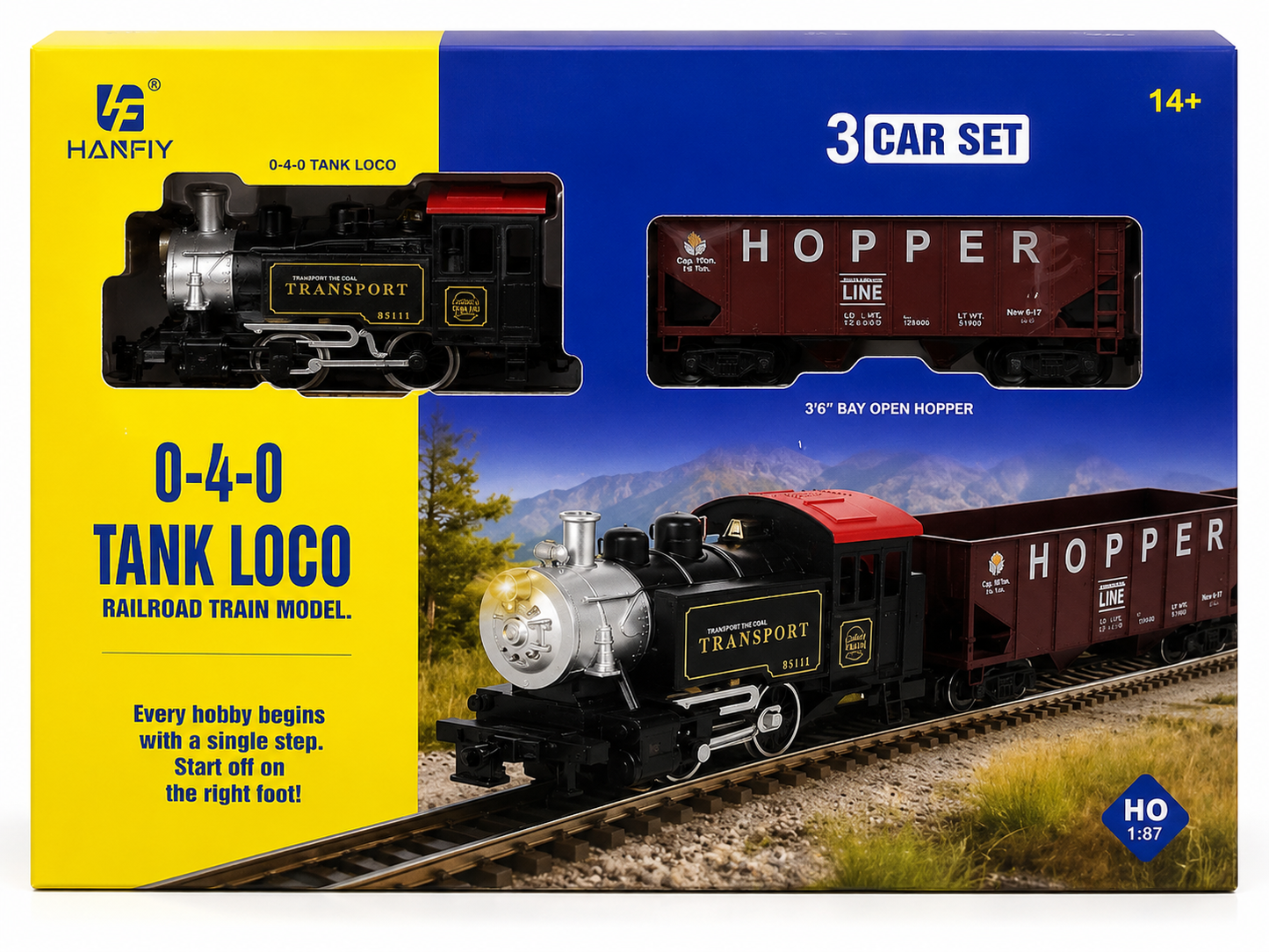 HANFIY 66600A HO 1:87 Scale 0-4-0 Tank Loco 3 Car Train Set | Collector Railway Model