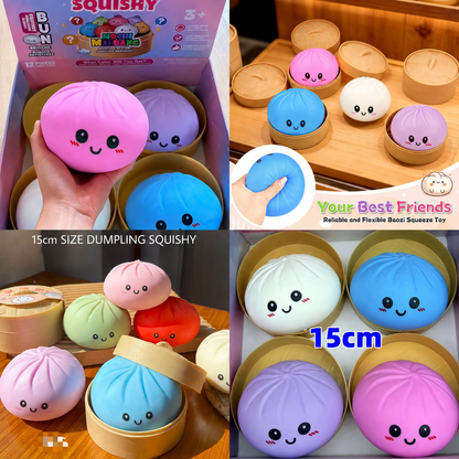 Jumbo Dumpling 15cm Squishy Fidget Toy in Bamboo-Style Mystery Box | One Random Colour Supplied, Pack of 1