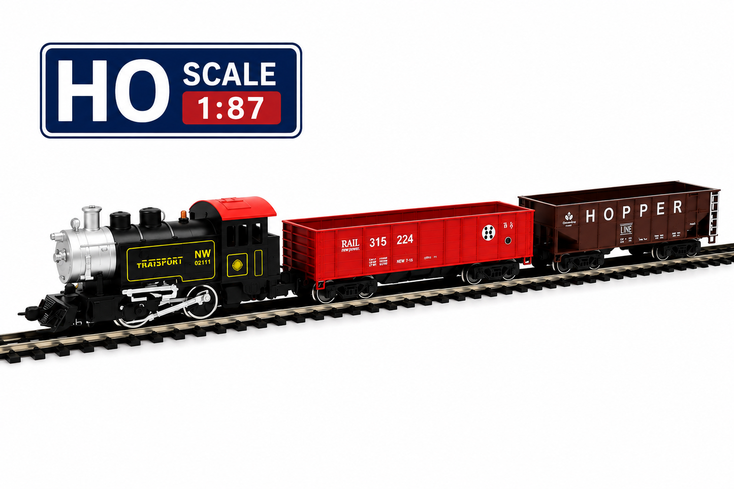 HANFIY 66100a HO 1:87 Scale Electric Railway Train Set with Metal Track & Controller