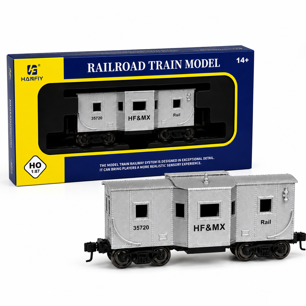 HANFIY 98570 HO 1:87 HF&MX Silver Railroad Car Model | 35720 Railway Coach