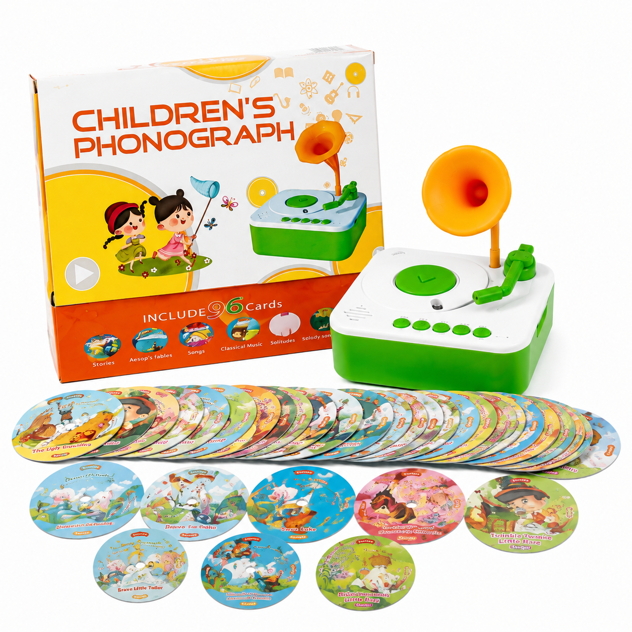 Interactive Children's Phonograph with 96 Story Cards | Educational Audio Learning Toy