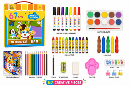 Comic World 67 PCS Kids Drawing & Coloring Set