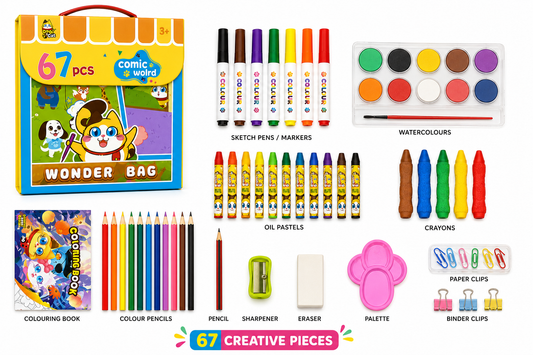 Comic World 67 PCS Kids Drawing & Coloring Set