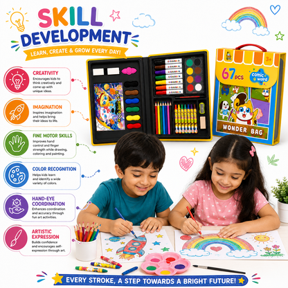 Comic World 67 PCS Kids Drawing & Coloring Set