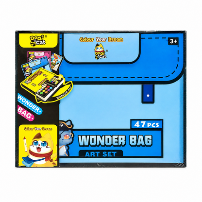 Wonder Bag 47-Piece Kids Art Set with Carry Case | Drawing & Coloring Kit - Blue