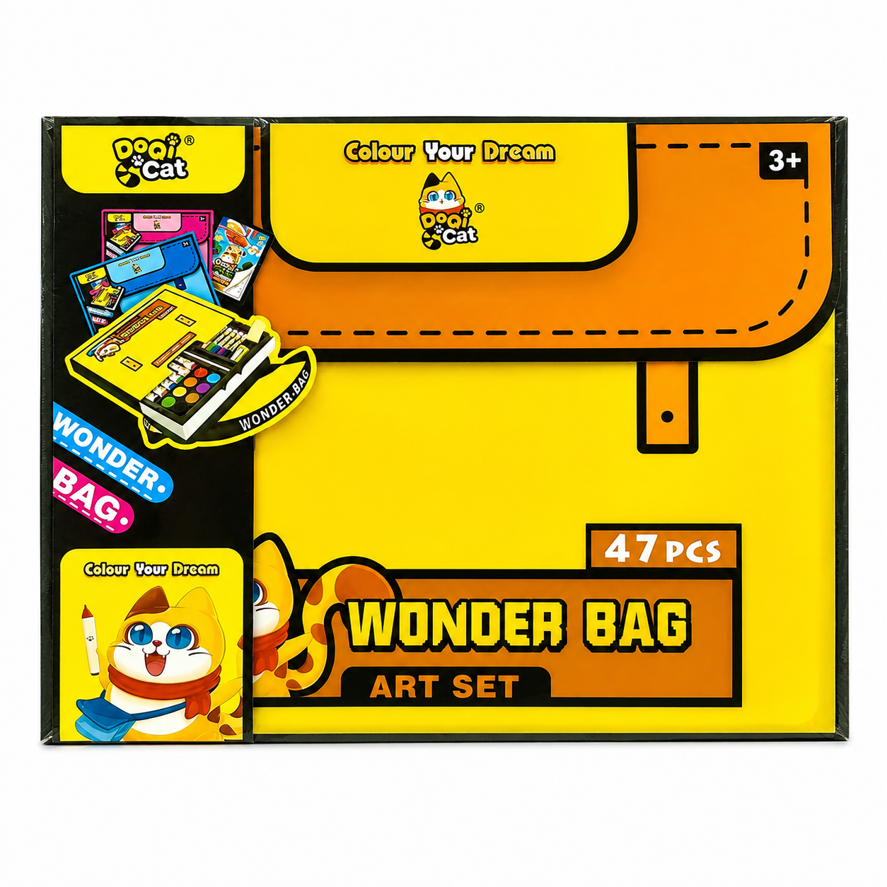 Wonder Bag 47-Piece Kids Art Set with Carry Case | Drawing & Coloring Kit - Yellow