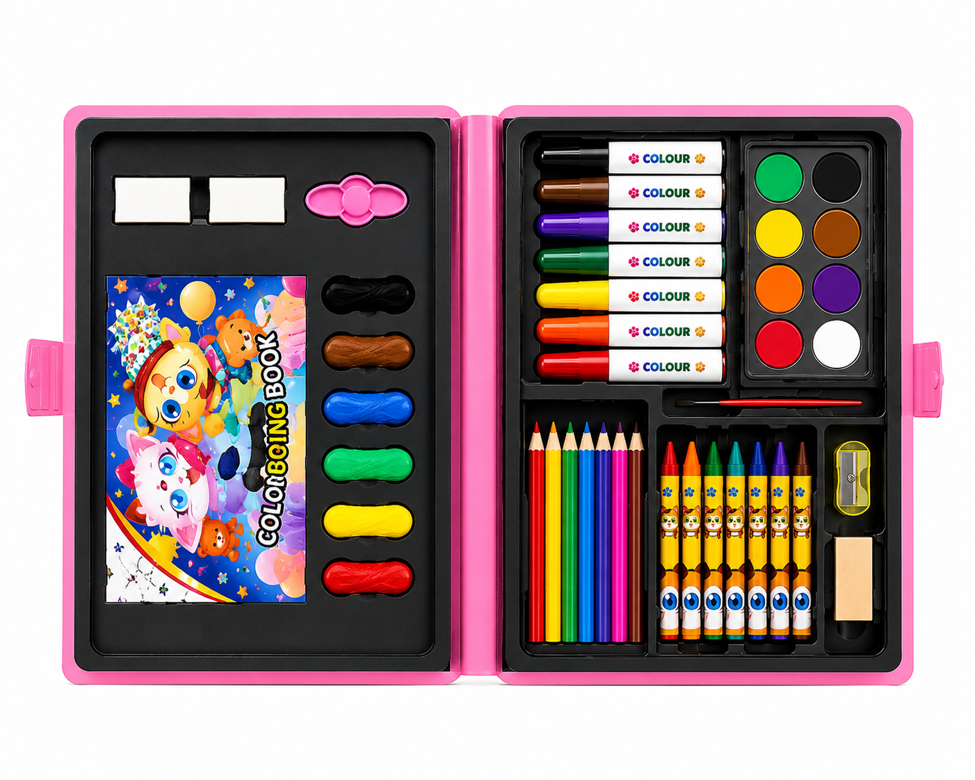 Wonder Bag 47-Piece Kids Art Set with Carry Case | Drawing & Coloring Kit - Pink