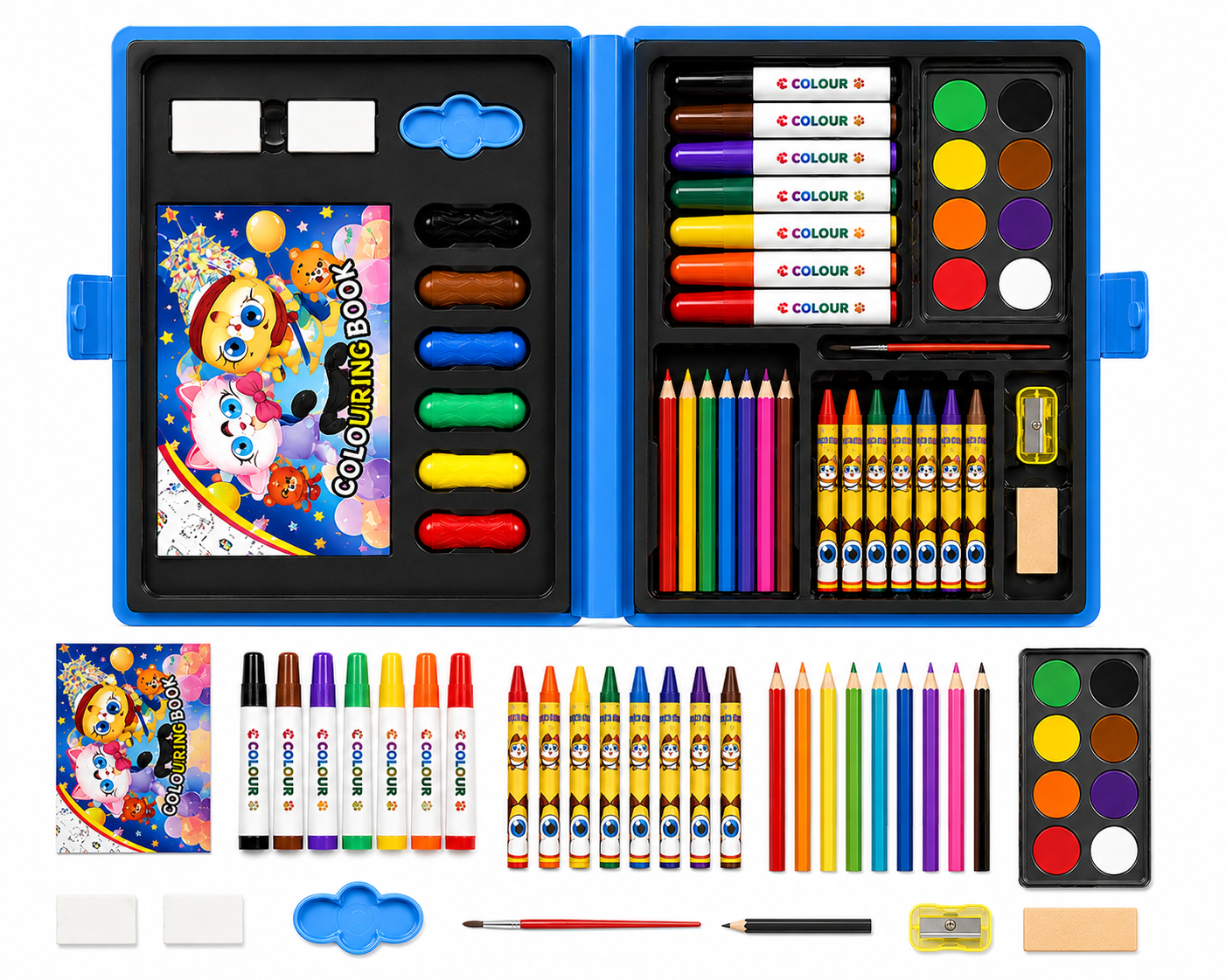 Wonder Bag 47-Piece Kids Art Set with Carry Case | Drawing & Coloring Kit - Blue