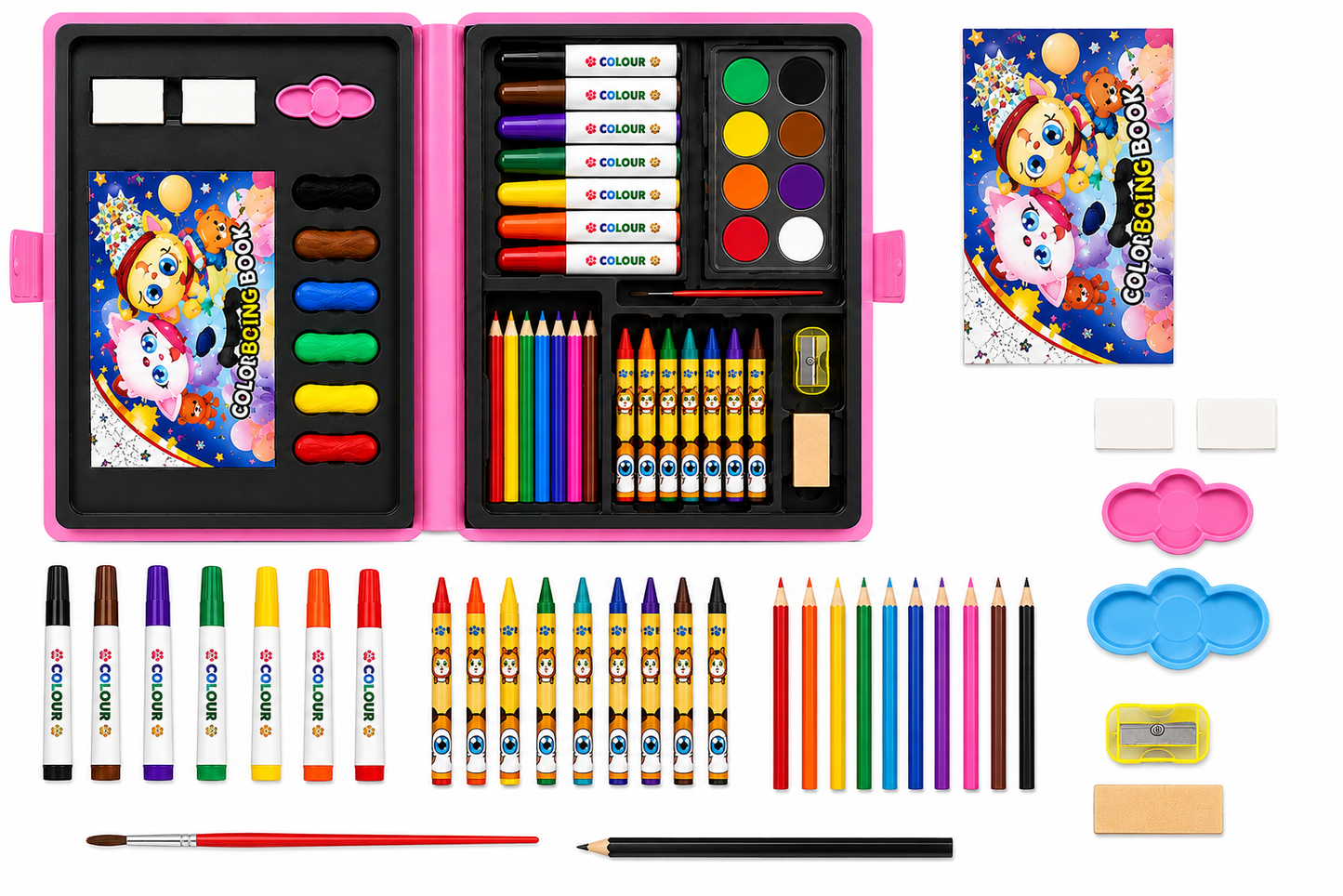 Wonder Bag 47-Piece Kids Art Set with Carry Case | Drawing & Coloring Kit - Pink