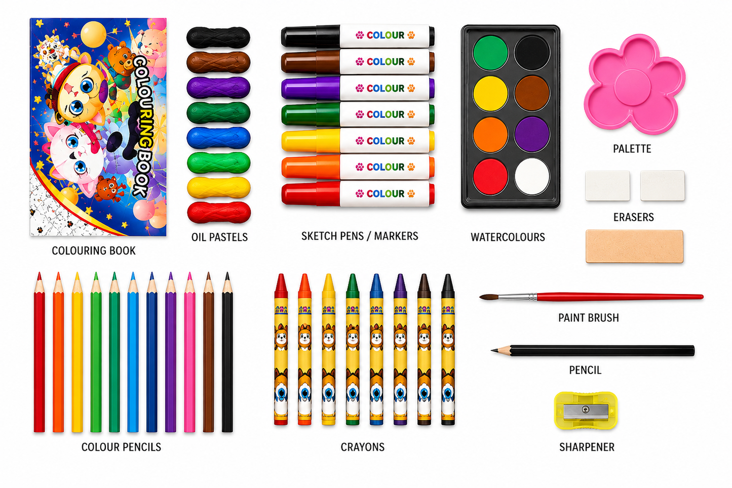 Wonder Bag 47-Piece Kids Art Set with Carry Case | Drawing & Coloring Kit - Pink