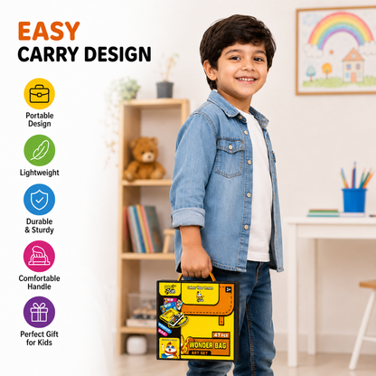 Wonder Bag 47-Piece Kids Art Set with Carry Case | Drawing & Coloring Kit - Yellow
