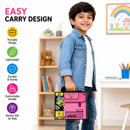 Wonder Bag 47-Piece Kids Art Set with Carry Case | Drawing & Coloring Kit - Pink