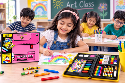 Wonder Bag 47-Piece Kids Art Set with Carry Case | Drawing & Coloring Kit - Blue