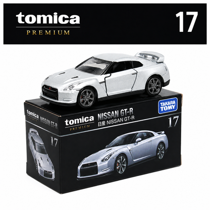 Tomica Premium No. 17 Nissan GT-R Die-Cast Model Car | Takara Tomy Premium Metal JDM Sports Car Collector Replica with Detailed Interior, Realistic Wheels & Collector Box | Silver