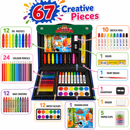 Art Master Kids Art Set | 67-Piece Drawing & Painting Kit