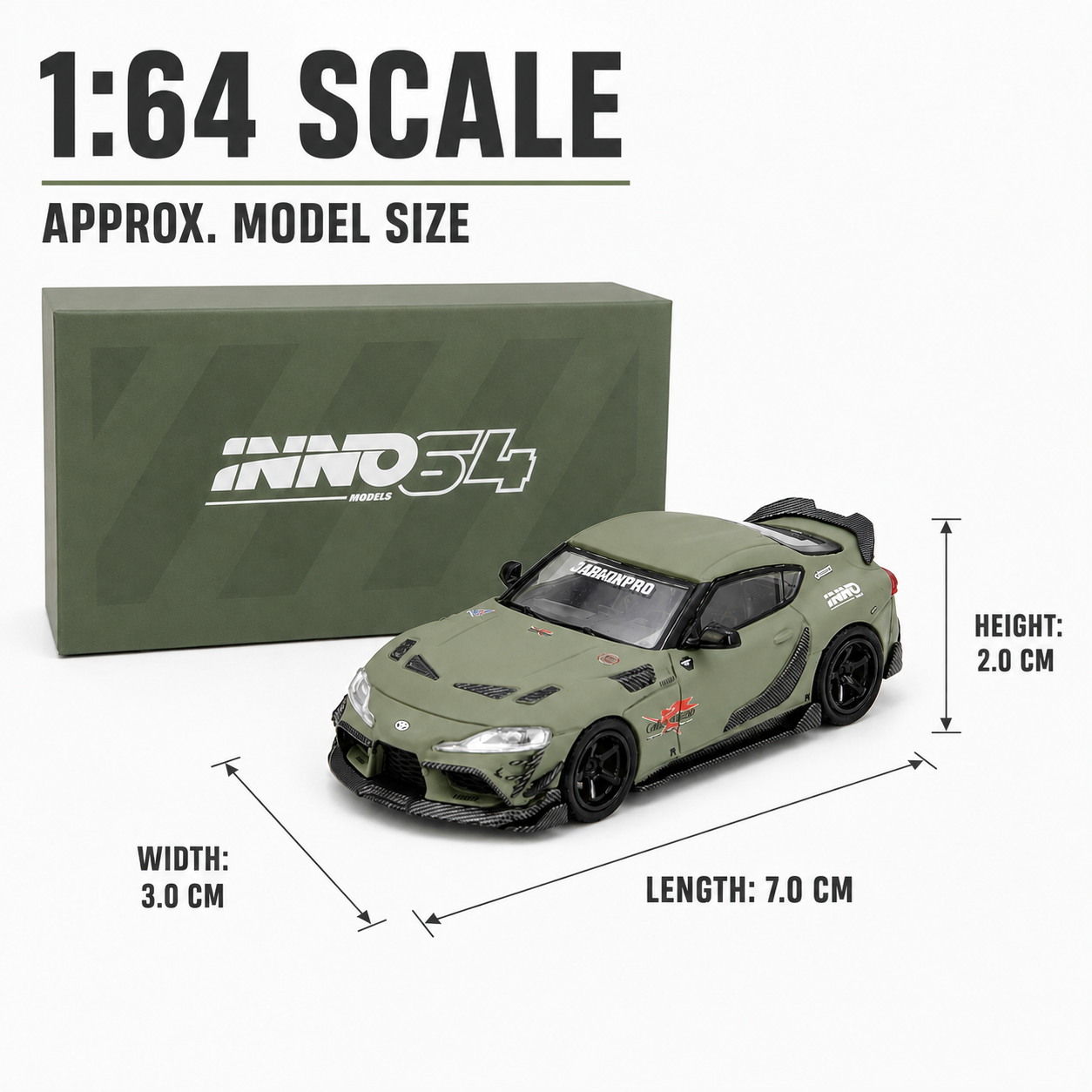 INNO64 Toyota Supra A90 DarwinPRO 1:64 Die-Cast Model – Matt Green