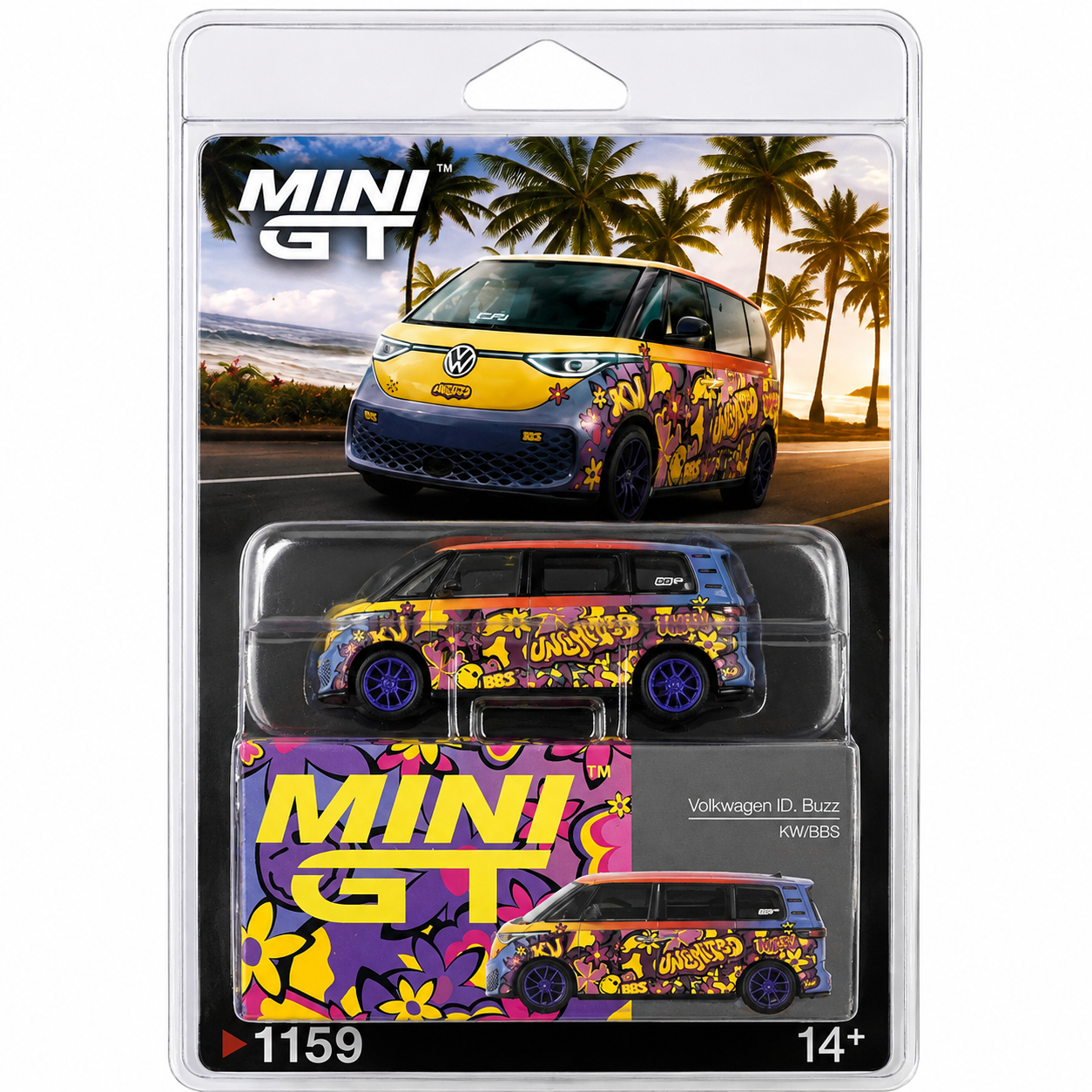 MINI GT 1:64 (Blister Pack) Volkswagen ID. Buzz KW/BBS Unscripted Custom Livery Die-Cast Model Van #1159